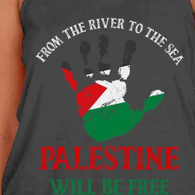 Free Palestine Gaza Flag Arabic Palestine Will Be Free Women's Knotted Racerback Tank