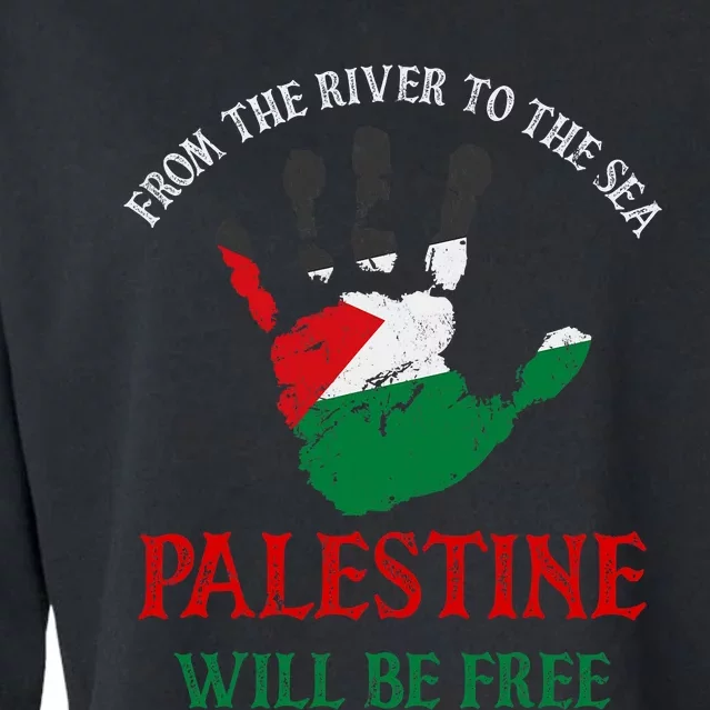 Free Palestine Gaza Flag Arabic Palestine Will Be Free Cropped Pullover Crew