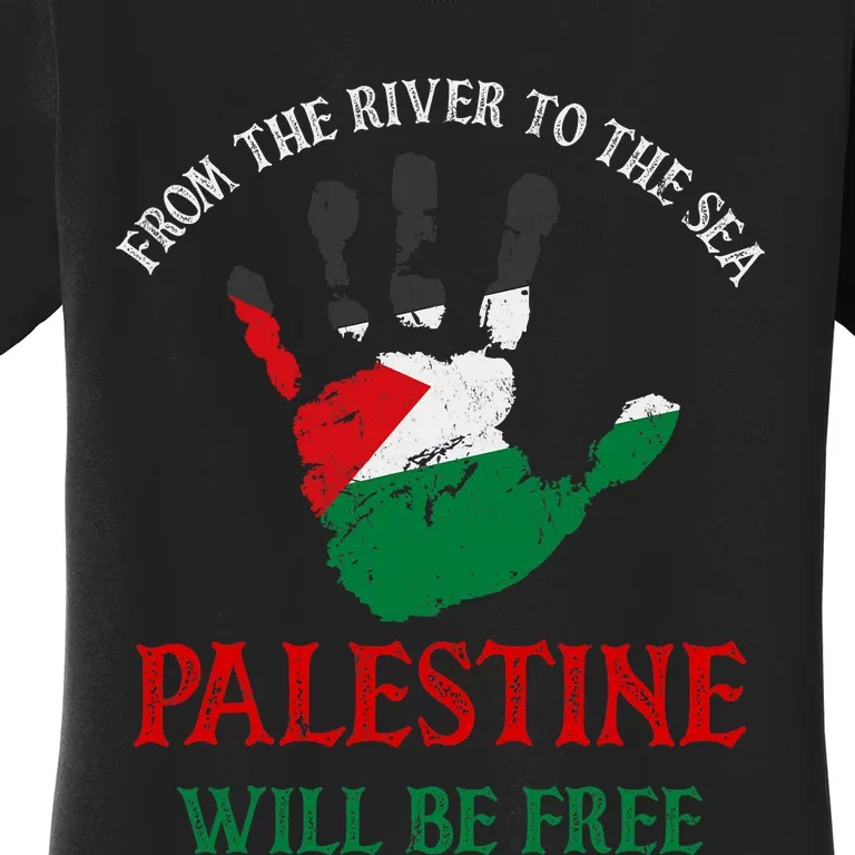 Free Palestine Gaza Flag Arabic Palestine Will Be Free Women's T-Shirt