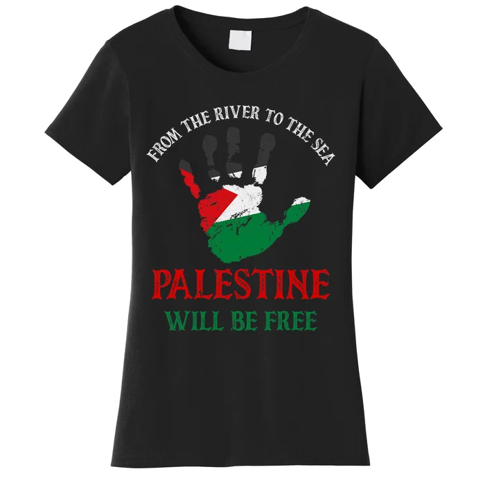 Free Palestine Gaza Flag Arabic Palestine Will Be Free Women's T-Shirt