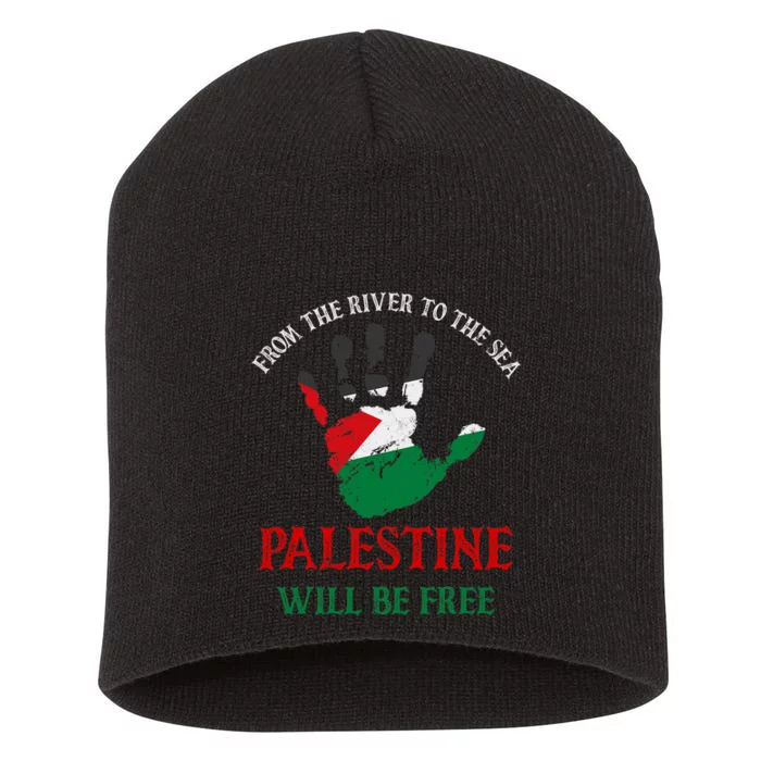 Free Palestine Gaza Flag Arabic Palestine Will Be Free Short Acrylic Beanie