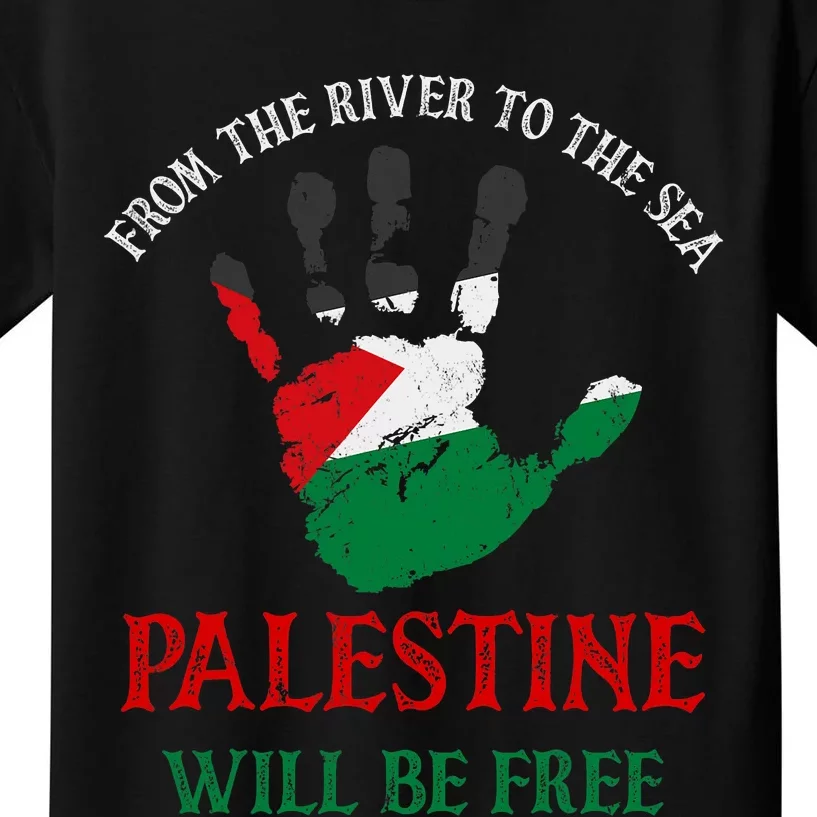 Free Palestine Gaza Flag Arabic Palestine Will Be Free Kids T-Shirt