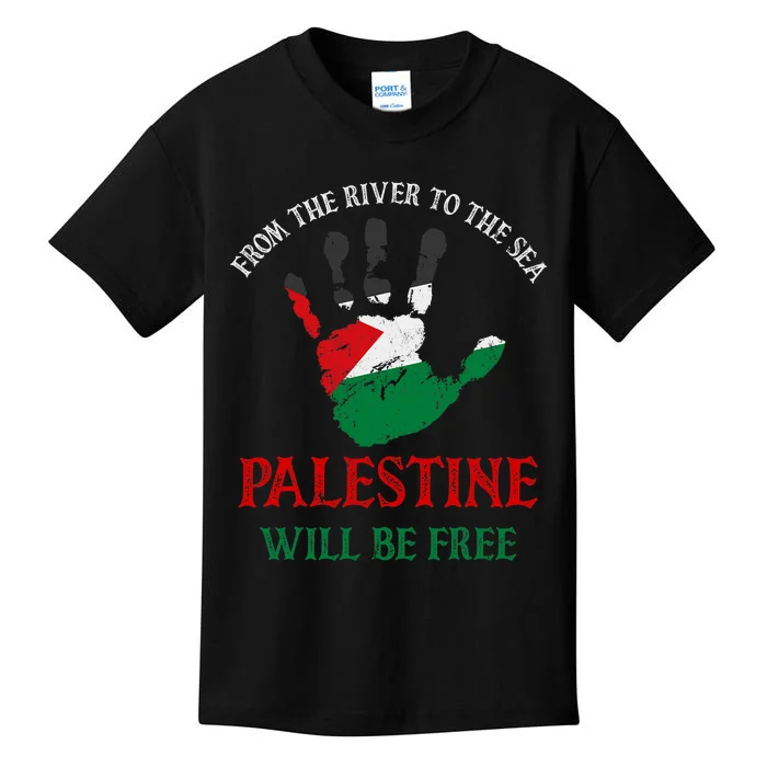 Free Palestine Gaza Flag Arabic Palestine Will Be Free Kids T-Shirt