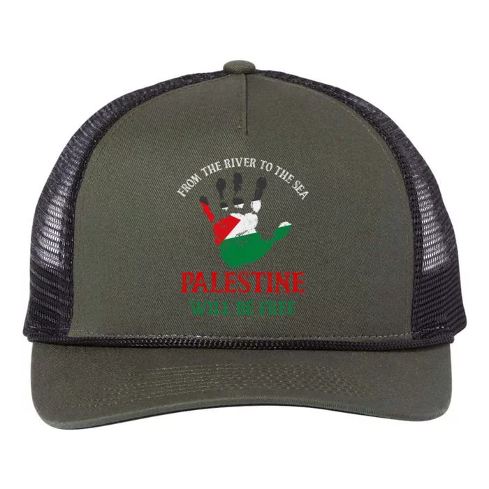 Free Palestine Gaza Flag Arabic Palestine Will Be Free Retro Rope Trucker Hat Cap