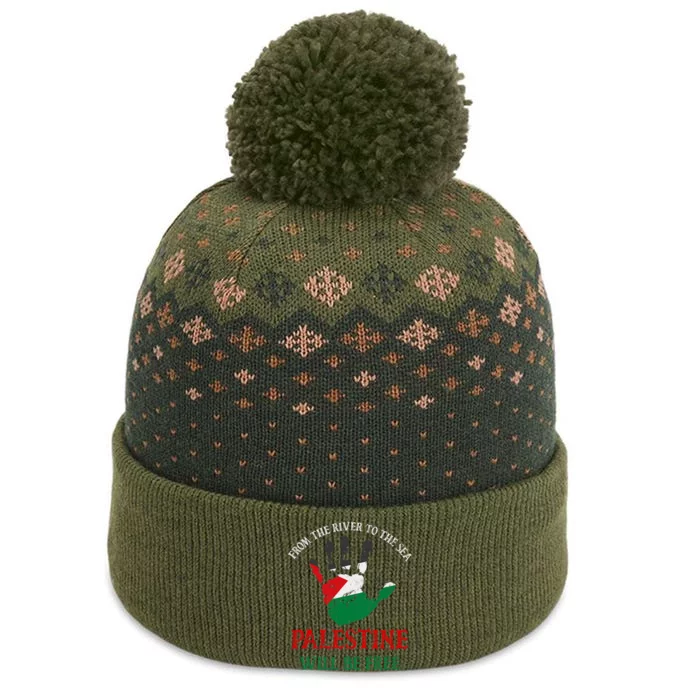 Free Palestine Gaza Flag Arabic Palestine Will Be Free The Baniff Cuffed Pom Beanie