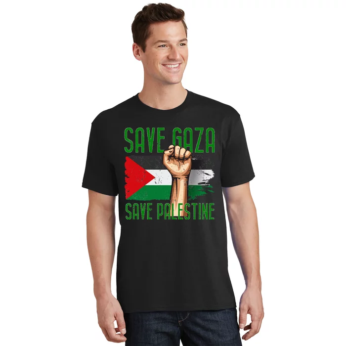 Free Palestine Gaza Flag Arabic Freedom Distressed Vintage T-Shirt