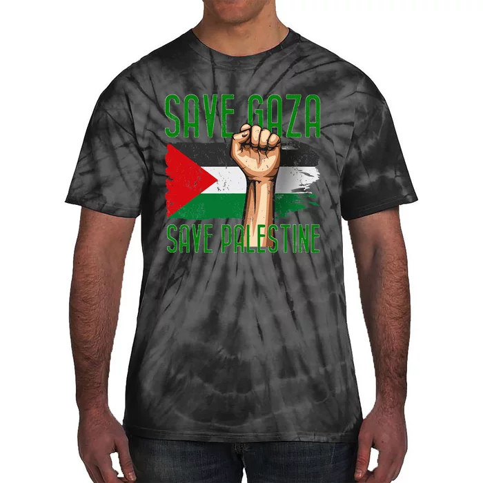 Free Palestine Gaza Flag Arabic Freedom Distressed Vintage Tie-Dye T-Shirt