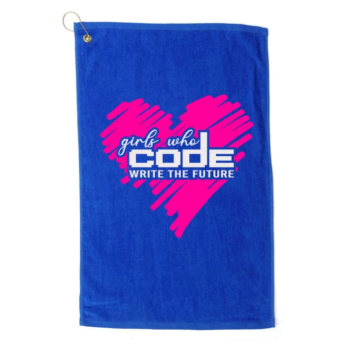 Funny Programmer Girl Coder Girls Who Code Write The Future Gift Platinum Collection Golf Towel