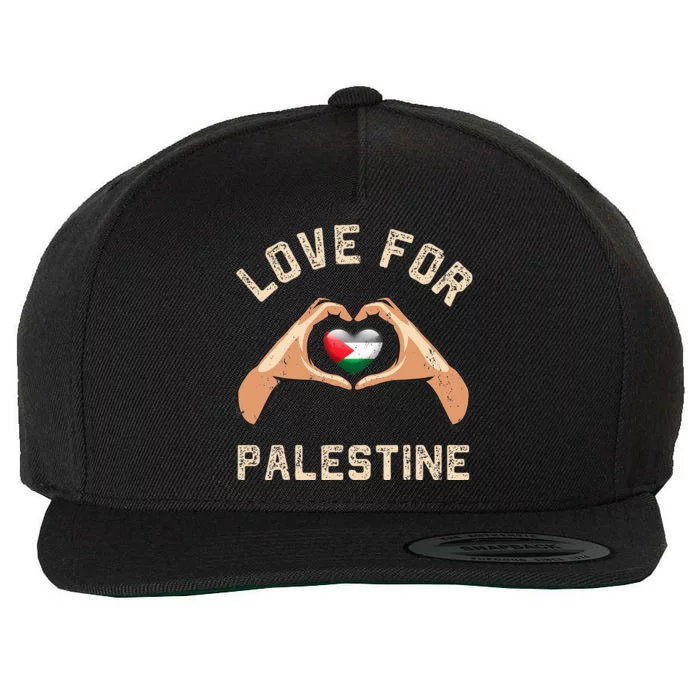 Free Palestine Gaza Flag Arabic Freedom Distressed Love Wool Snapback Cap