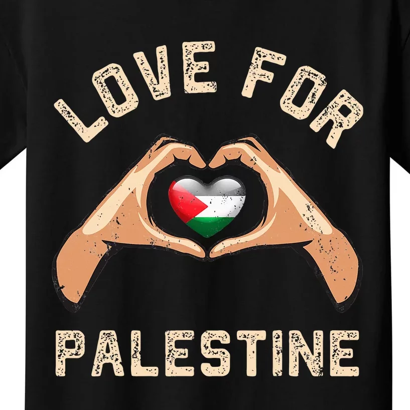 Free Palestine Gaza Flag Arabic Freedom Distressed Love Kids T-Shirt