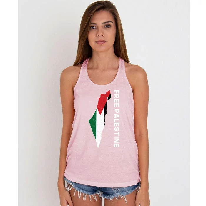 Free Palestine Gift Free Gaza Palestine Flag Arabic Gift Women's Knotted Racerback Tank