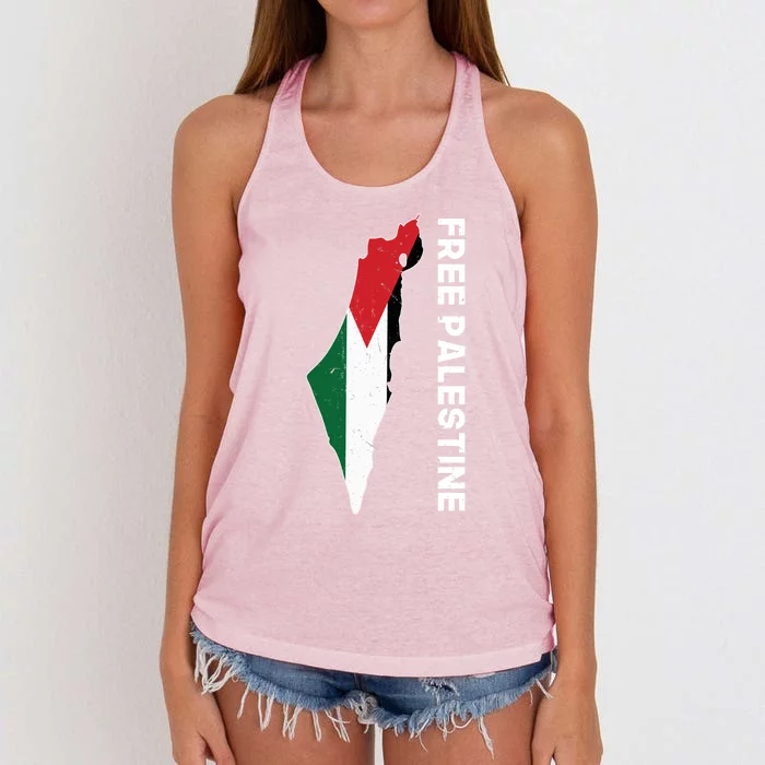 Free Palestine Gift Free Gaza Palestine Flag Arabic Gift Women's Knotted Racerback Tank