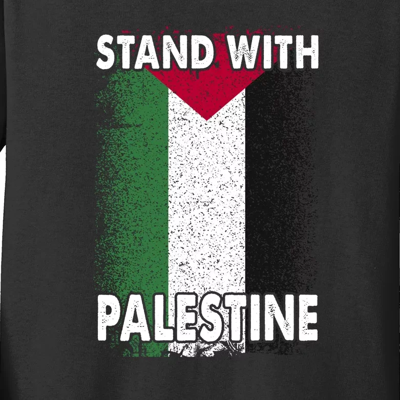 Free Palestine Gaza Palestinian Flag Kids Long Sleeve Shirt