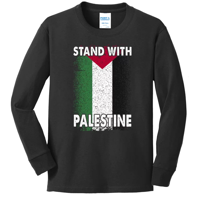 Free Palestine Gaza Palestinian Flag Kids Long Sleeve Shirt