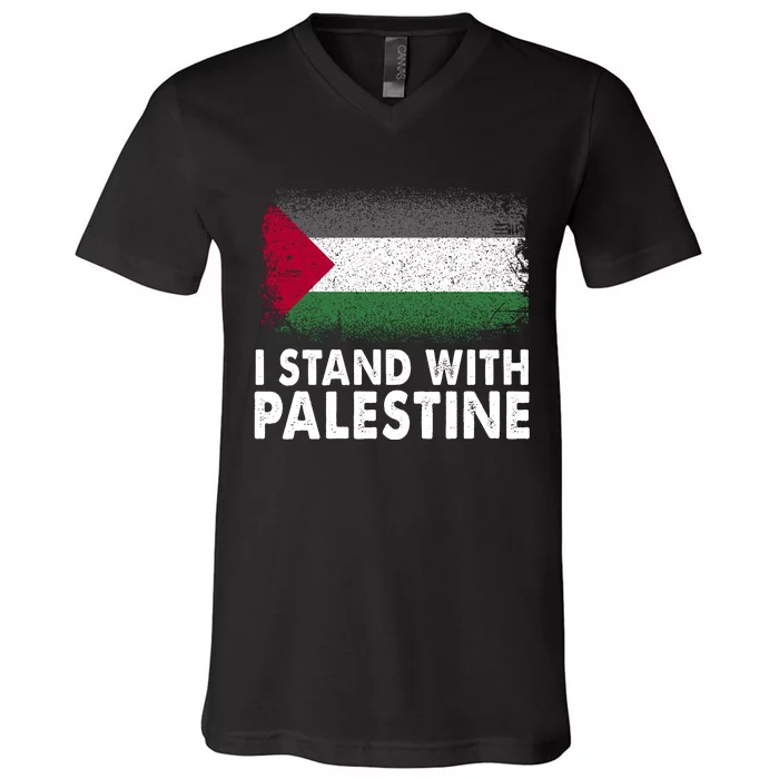 Free Palestine Gaza Palestinian Flag V-Neck T-Shirt