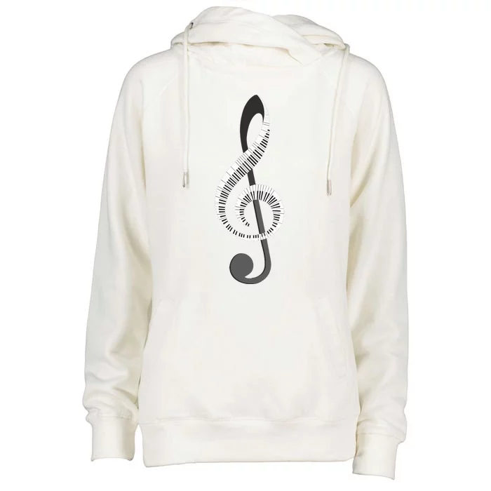 Funny Piano Gift For Men Women Cool Treble Clef Musical Note Womens Funnel Neck Pullover Hood