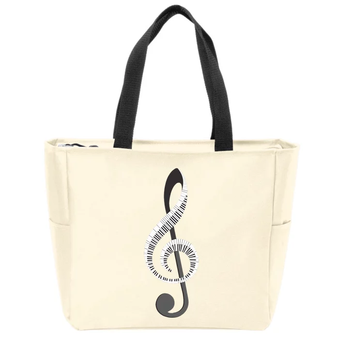 Funny Piano Gift For Men Women Cool Treble Clef Musical Note Zip Tote Bag