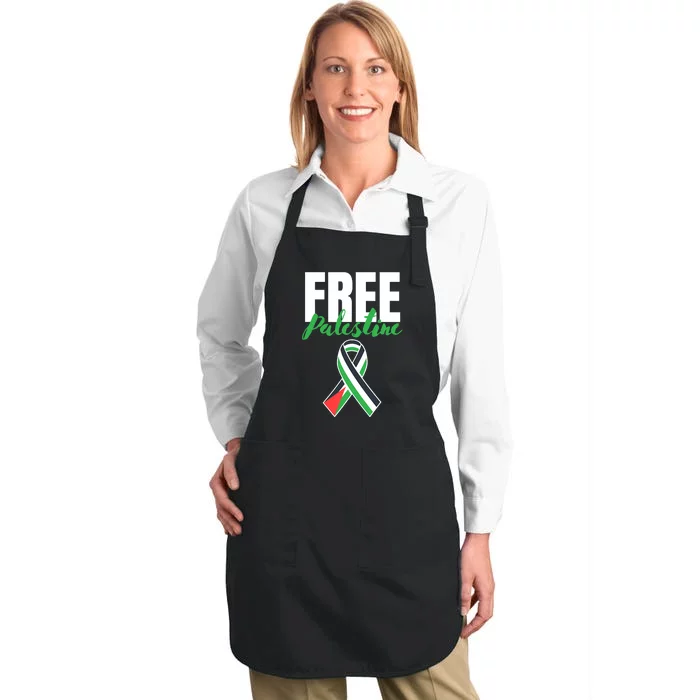 Free Palestine Gaza Palestinian Flag Full-Length Apron With Pocket