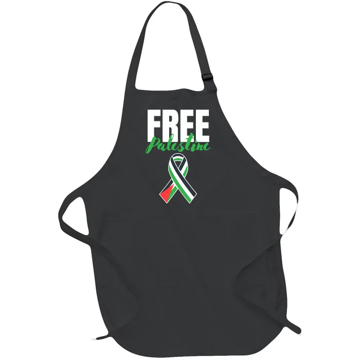 Free Palestine Gaza Palestinian Flag Full-Length Apron With Pocket