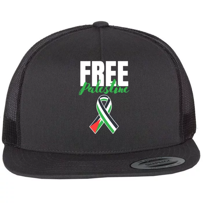 Free Palestine Gaza Palestinian Flag Flat Bill Trucker Hat