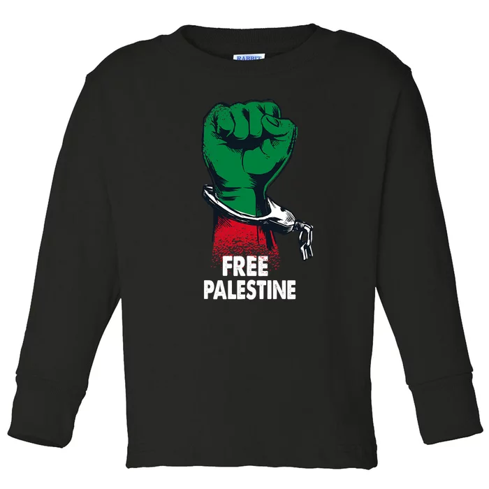 Free Palestine Gaza Palestinian Flag Toddler Long Sleeve Shirt