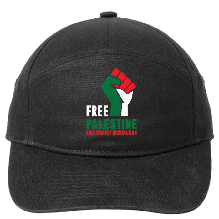 Free Palestine Gaza Freedom End Israeli Occupation 7-Panel Snapback Hat