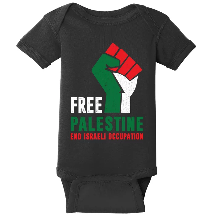 Free Palestine Gaza Freedom End Israeli Occupation Baby Bodysuit