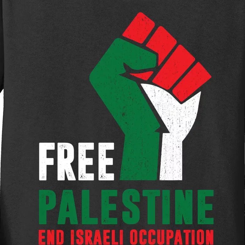 Free Palestine Gaza Freedom End Israeli Occupation Kids Long Sleeve Shirt