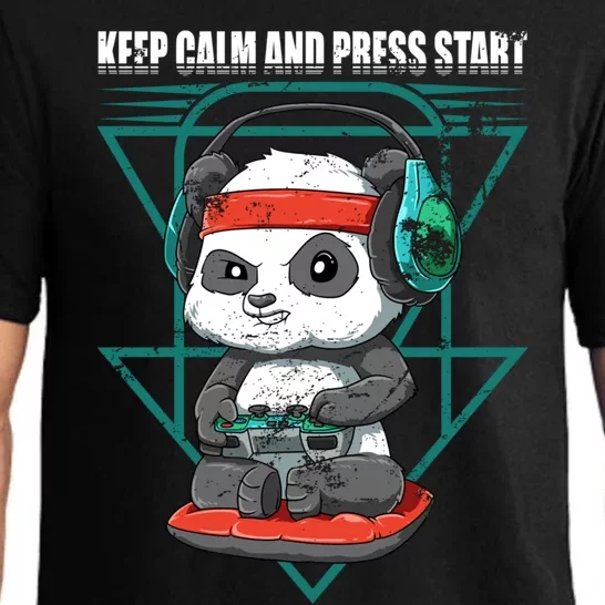 Funny Panda Gaming Gamer Keep Calm Video Game Control Gift Pajama Set