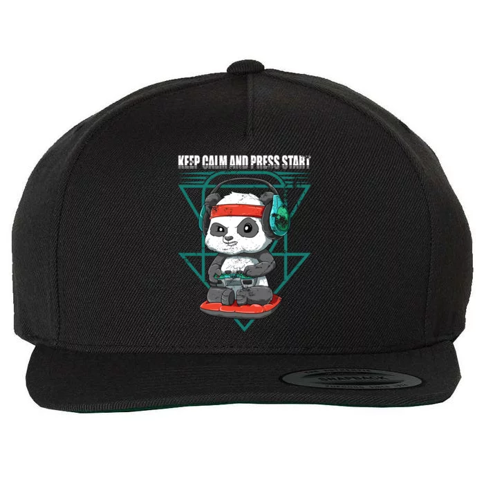 Funny Panda Gaming Gamer Keep Calm Video Game Control Gift Wool Snapback Cap