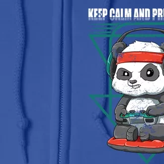 Funny Panda Gaming Gamer Keep Calm Video Game Control Gift Full Zip Hoodie