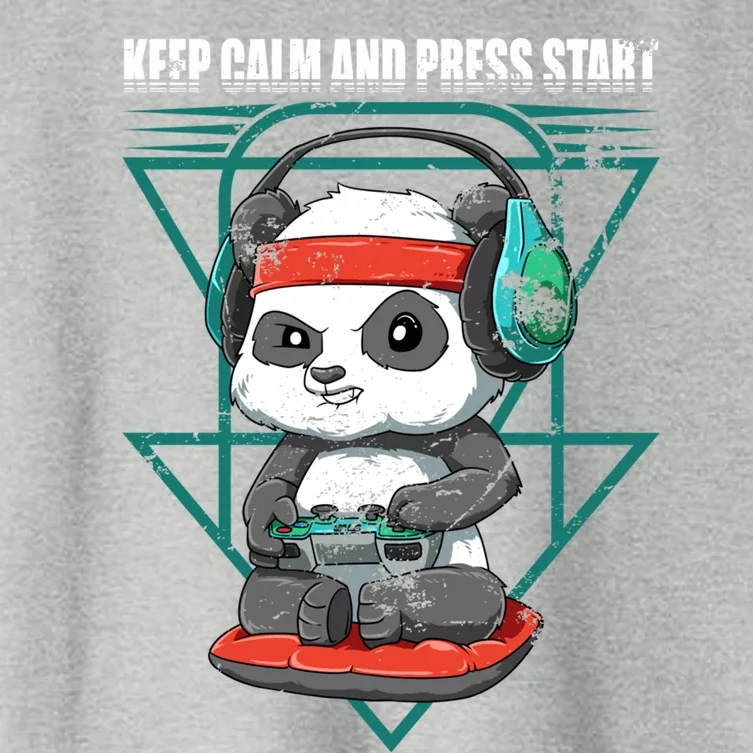 Funny Panda Gaming Gamer Keep Calm Video Game Control Gift Women's Crop Top Tee