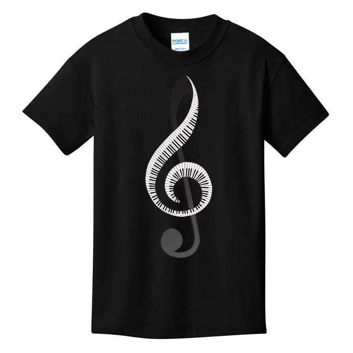 Funny Piano Gift For  Cool Treble Clef Musical Note Kids T-Shirt