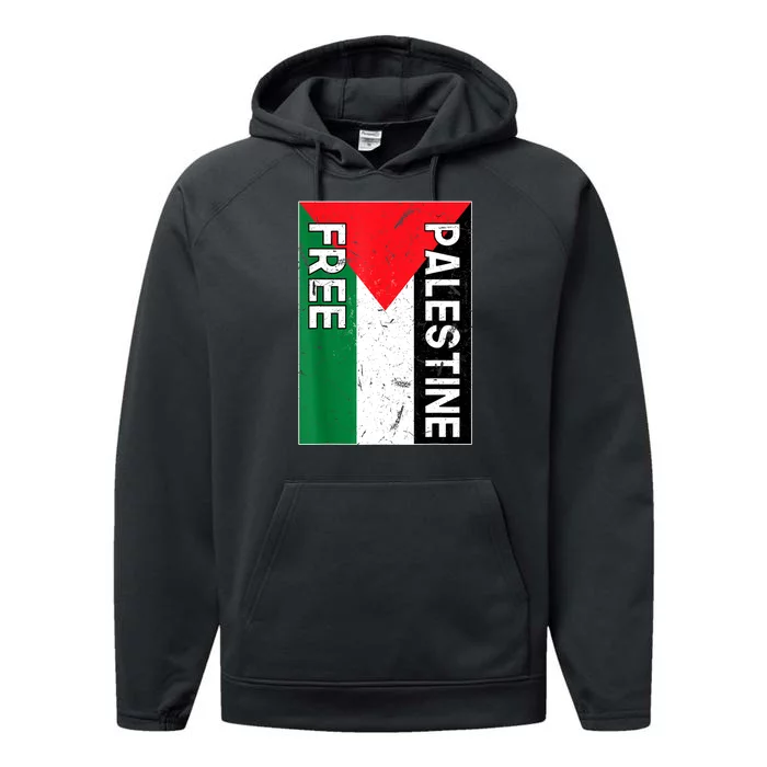 Free Palestine Gaza Palestinian Flag Performance Fleece Hoodie