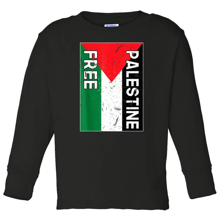 Free Palestine Gaza Palestinian Flag Toddler Long Sleeve Shirt