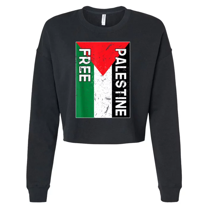 Free Palestine Gaza Palestinian Flag Cropped Pullover Crew