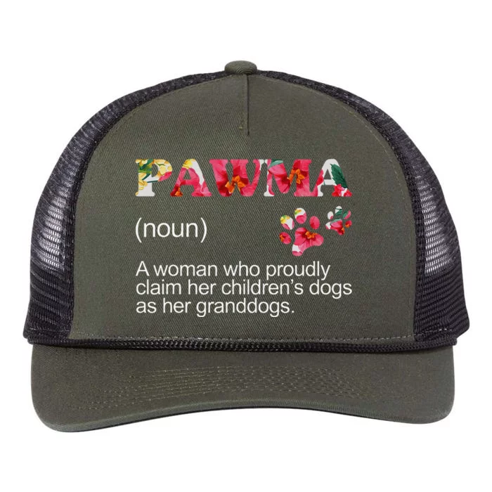 Floral Pawma Grandogs Grandma Dog Mothers Day Funny Retro Rope Trucker Hat Cap