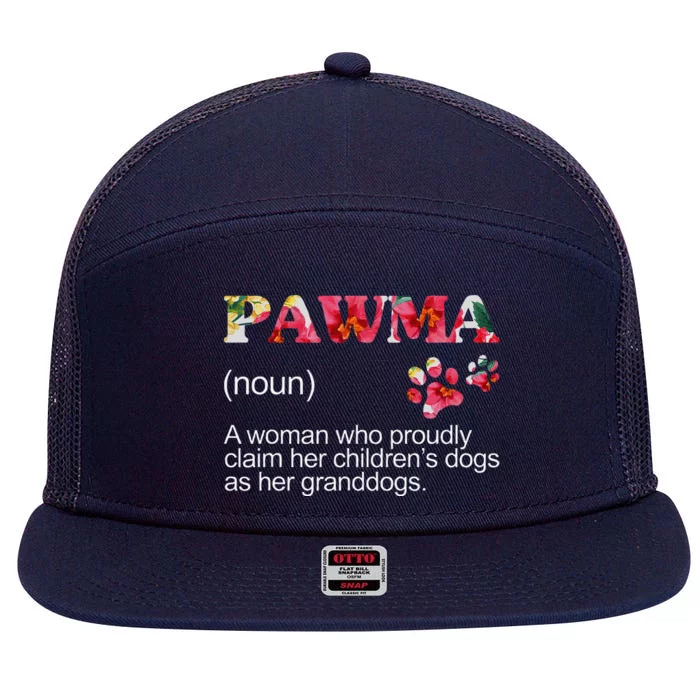 Floral Pawma Grandogs Grandma Dog Mothers Day Funny 7 Panel Mesh Trucker Snapback Hat