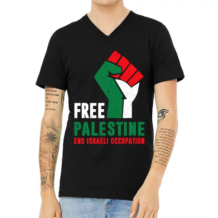 Free Palestine Gaza Freedom End Israeli Occupation V-Neck T-Shirt