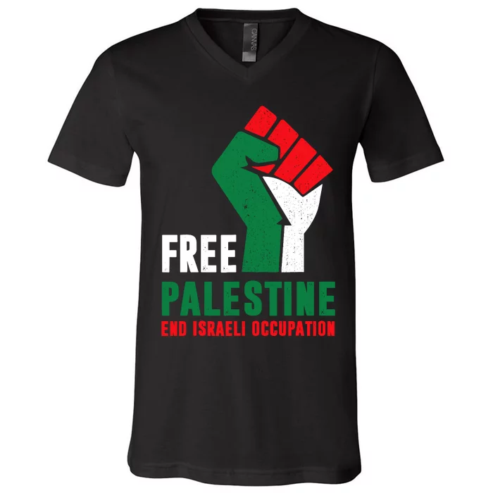 Free Palestine Gaza Freedom End Israeli Occupation V-Neck T-Shirt