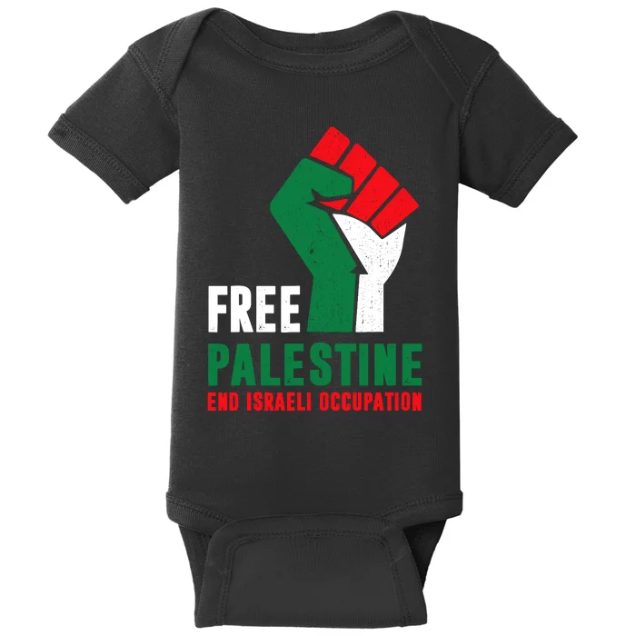 Free Palestine Gaza Freedom End Israeli Occupation Baby Bodysuit