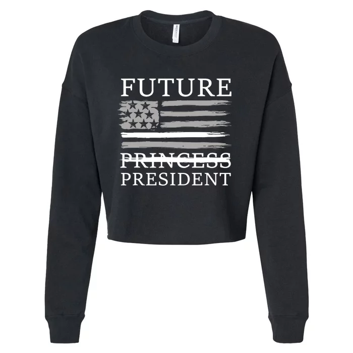 Future President Girl First Female Us President American Cropped Pullover Crew