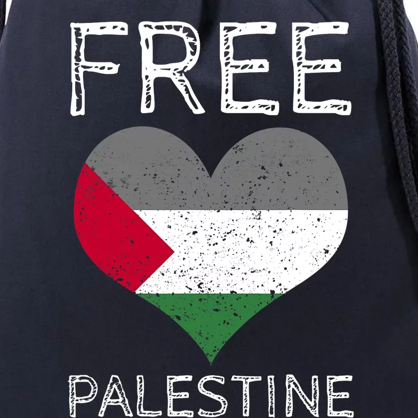 Free Palestine Gaza Freedom Palestine Flag Heart Protest Drawstring Bag