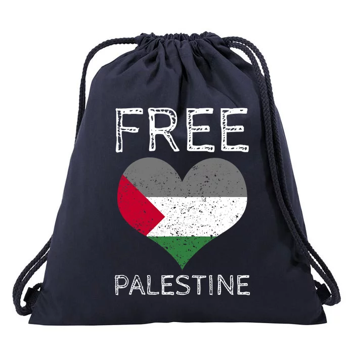 Free Palestine Gaza Freedom Palestine Flag Heart Protest Drawstring Bag