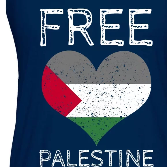 Free Palestine Gaza Freedom Palestine Flag Heart Protest Ladies Essential Flowy Tank