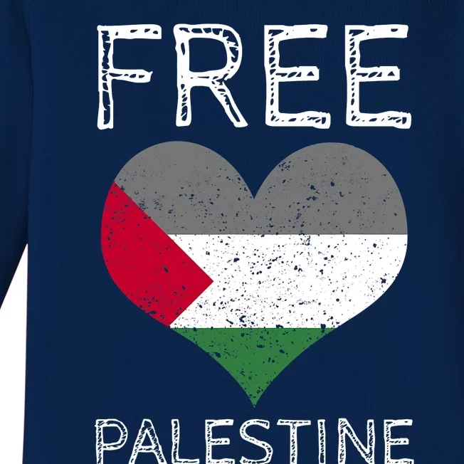 Free Palestine Gaza Freedom Palestine Flag Heart Protest Baby Long Sleeve Bodysuit