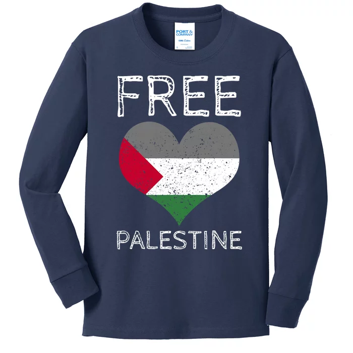 Free Palestine Gaza Freedom Palestine Flag Heart Protest Kids Long Sleeve Shirt