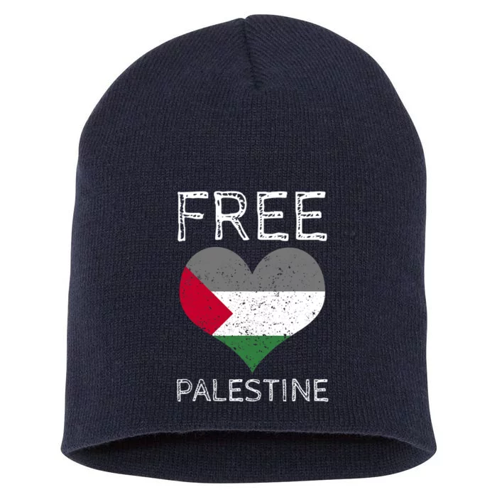 Free Palestine Gaza Freedom Palestine Flag Heart Protest Short Acrylic Beanie