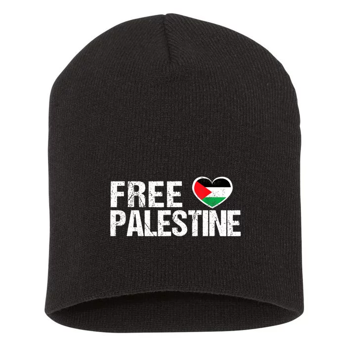 Free Palestine Gaza Palestinian Flag Heart Short Acrylic Beanie