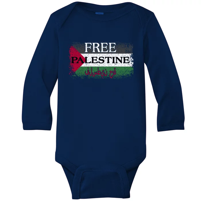 Free Palestine Gift Support Palestine And Gaza Jerusalem Great Gift Baby Long Sleeve Bodysuit